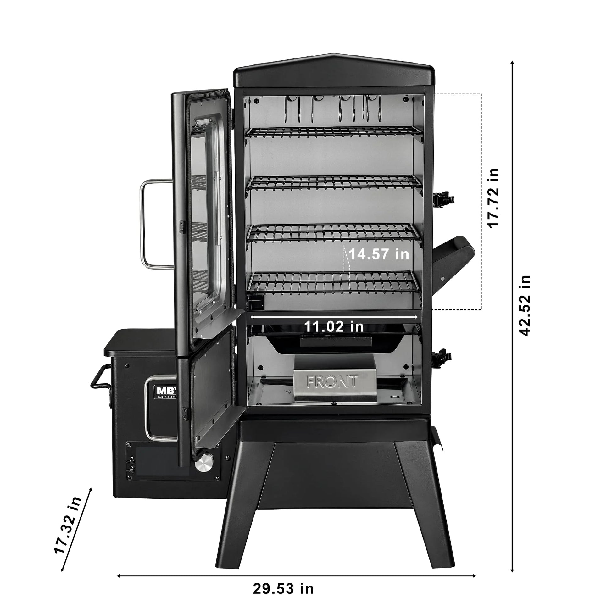 Vertical Electric Pellet Smoker Grill with Cover, 616 sq in Cooking Area, LED Temperature Control, Meat Probe, Outdoor BBQ Smoker for Steak, Ribs, Fish & Vegetables