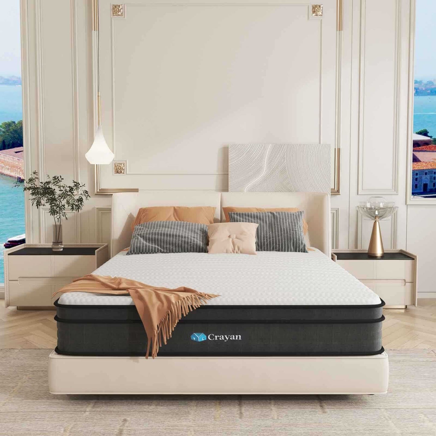 Crayan Full Mattress, 10 Inch Hybrid Mattress in a Box, Individually Wrapped Pocket Coils Innerspring Mattress with Motion Isolation and Pressure Relief, CertiPUR-US, 100 Nights Trial