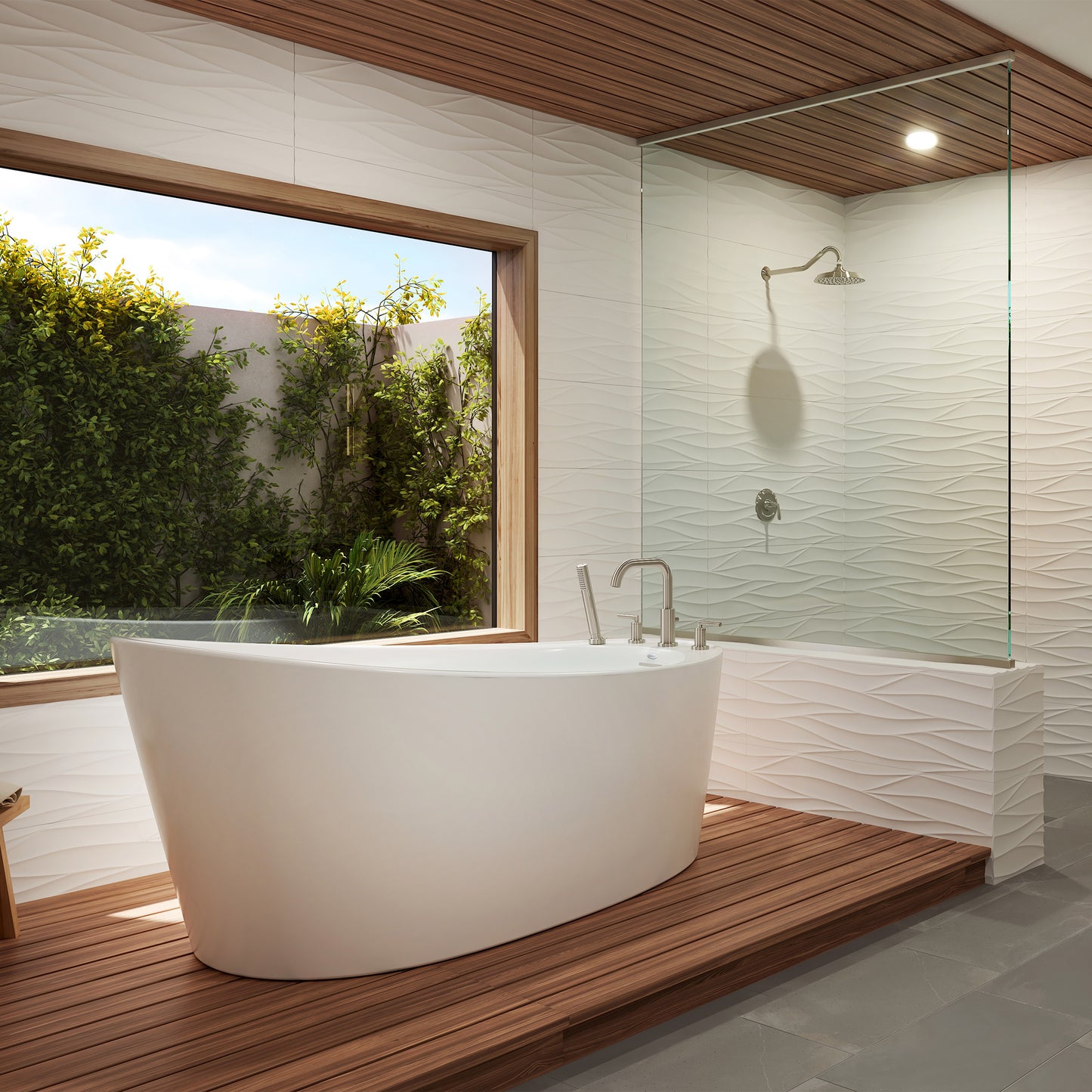 Jacuzzi Bria Freestanding White Acrylic Slipper Bath with Drain