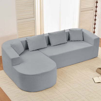 Puremind 67"W Curved Loveseat, Upholstered Chenille Sofa with Three Throw Pillows, Floor Sofa Couch for Living Room/Small Space, No Assembly Required, Dark Gray