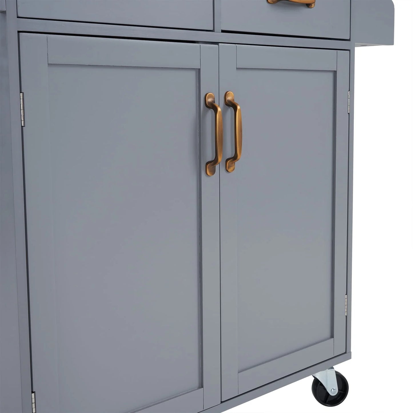 Ktaxon Rolling Trolley Cart Kitchen Island with Spice Rack, Towel Rack & Drawer, Wooden Storage Cabinet with Caster Wheels Gray