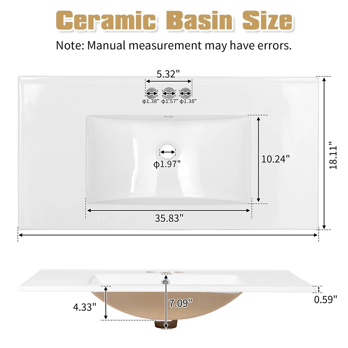 Ktaxon Modern 36'' Bathroom Vanity Set with Sink Ceramic Top, Freestanding Cabinet Storage Space Saver, White (Split Two Packages for Delivery)