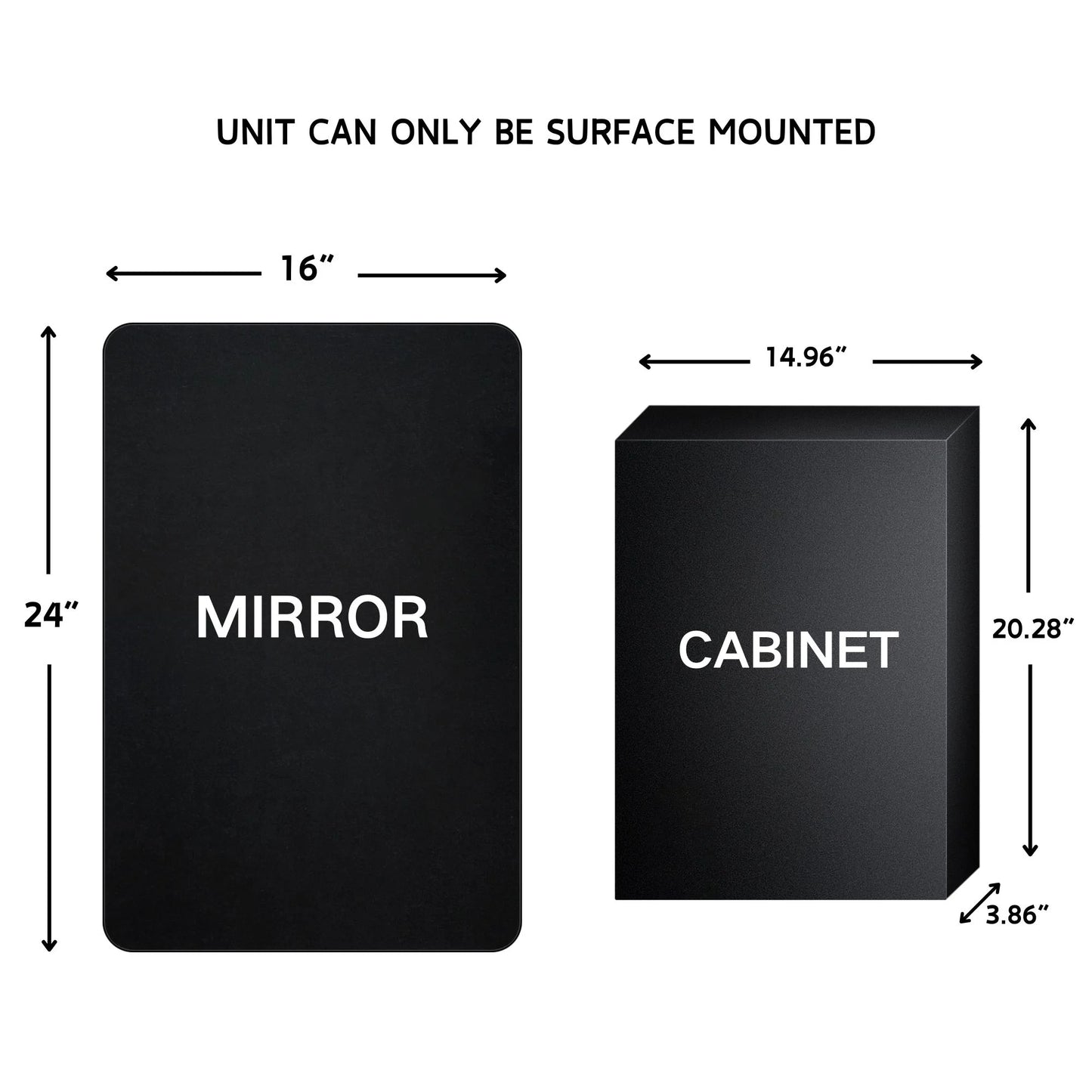 TEHOME Eldee Rectangle Metal Framed Bathroom Medicine Cabinet 16x24 - Black