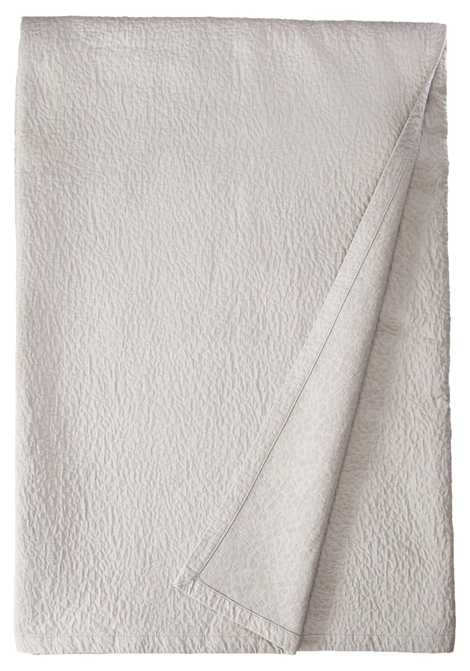 Matelasse Blanket Coverlet, Pebble Pattern, Light Grey, Queen