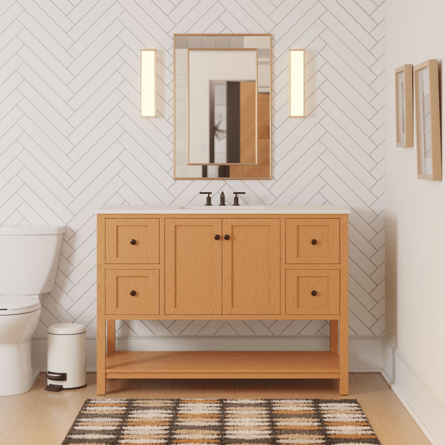 Lakeshore 48" Bathroom Vanity with White Cabinet and Engineered White Top