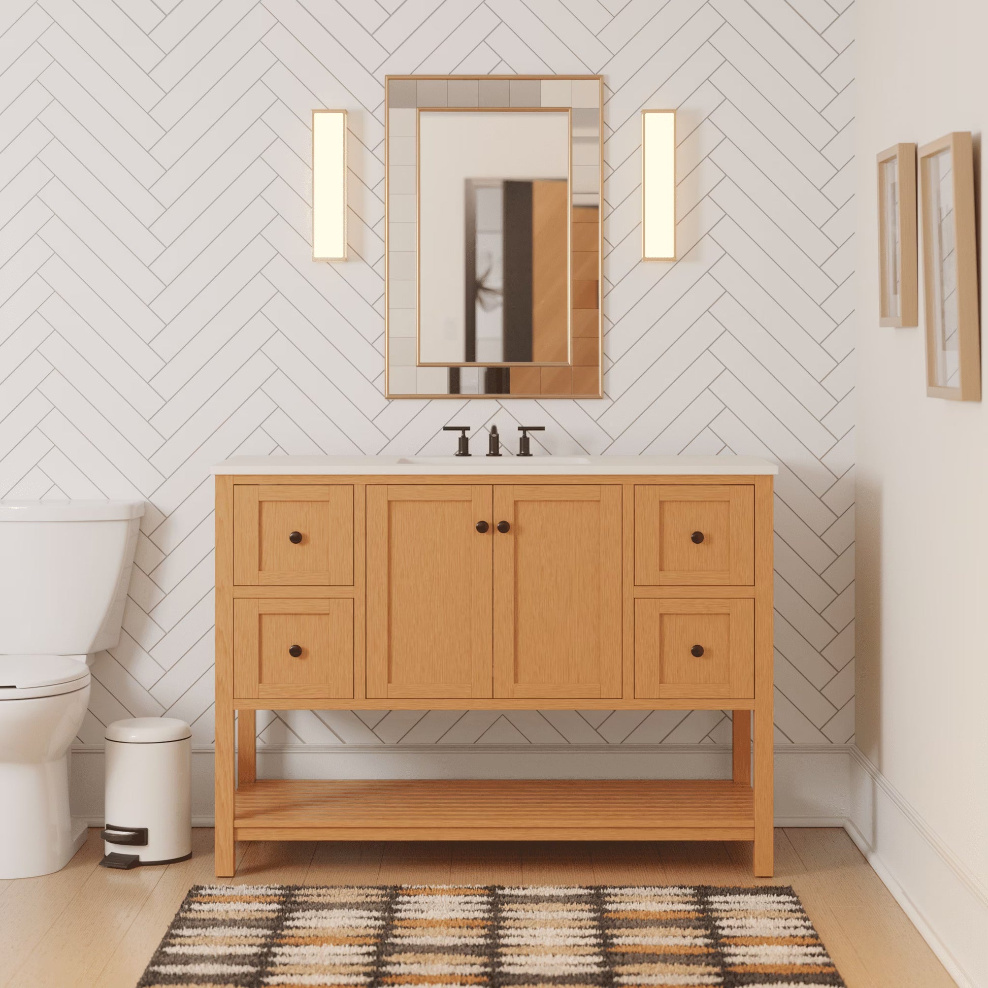 Lakeshore 48" Bathroom Vanity with White Cabinet and Engineered White Top
