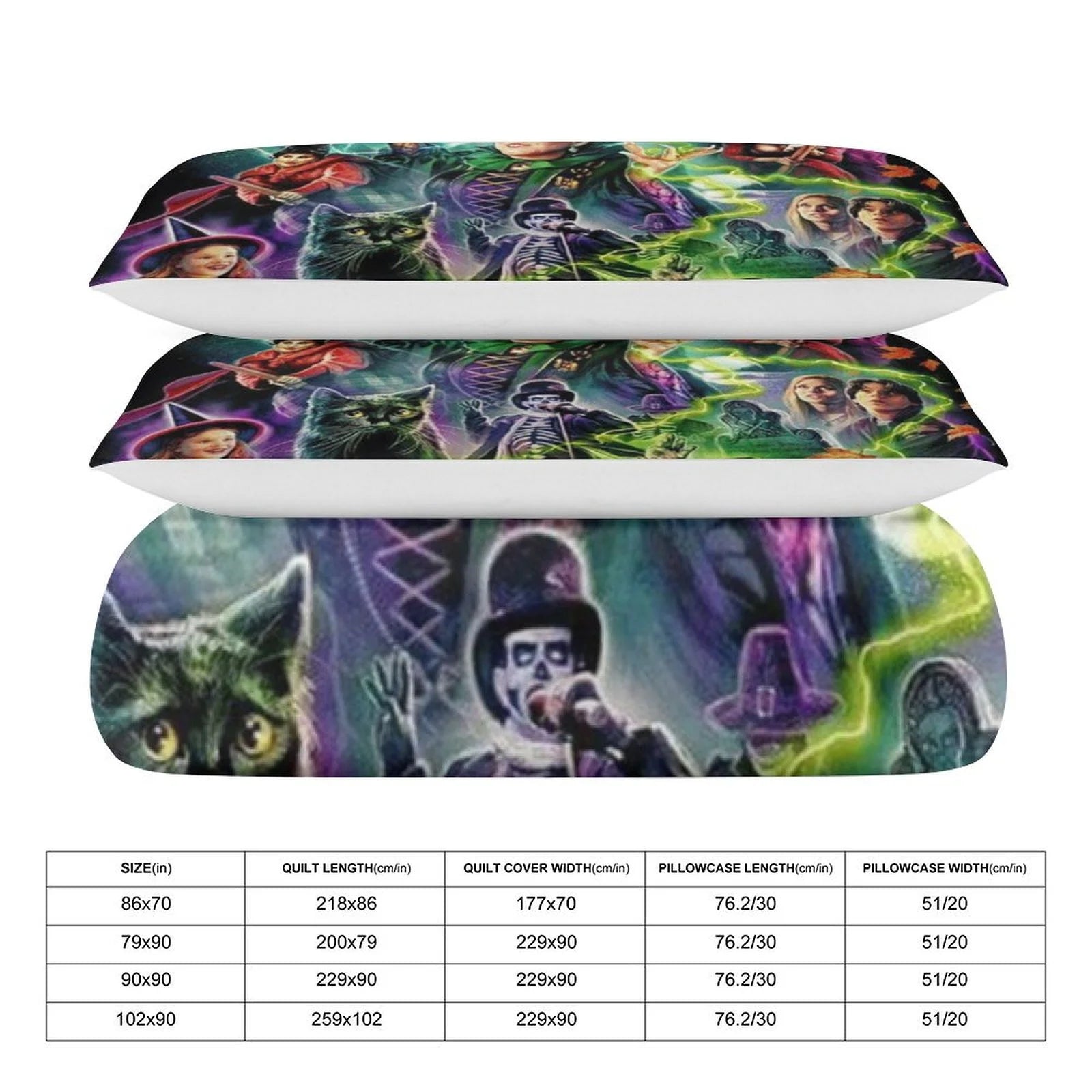 Hocus Pocus 3 Pieces Quilt Cover Set Soft Bedding Set 1 Duvet Cover + 2 Pillow Shams Home Bed Cover 86"x70"