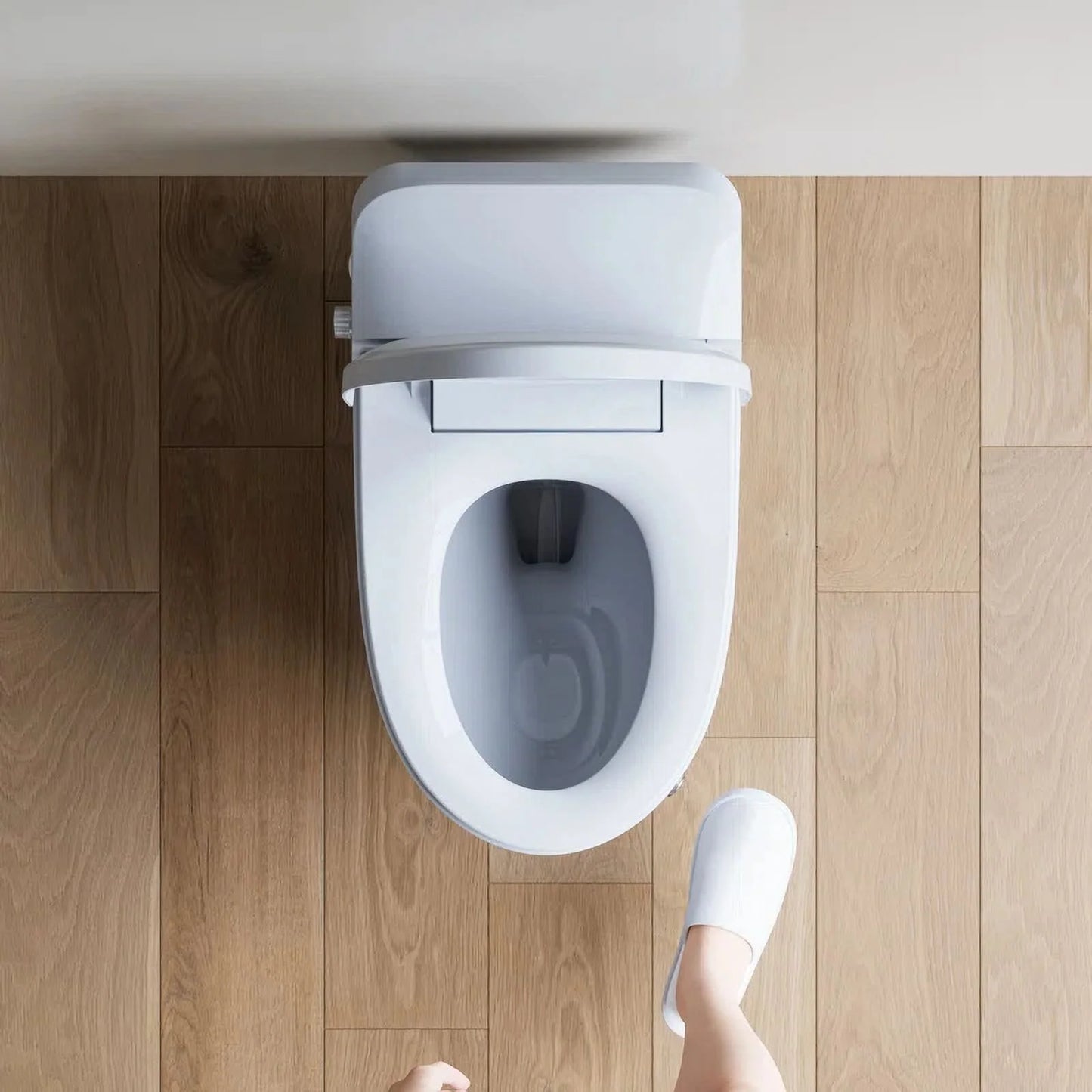 HOROW Non-electric Smart Bidet Toilet with Dual Nozzles Cleanse Built-in Pump for Power Flush Map 1000g ADA Chair Height