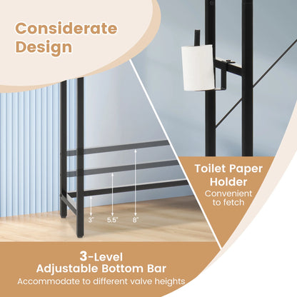 Gymax Over-The-Toilet Storage Cabinet Freestanding 4-Tier Bathroom Organizer Rack w/Adjustable Shelf Rustic Brown