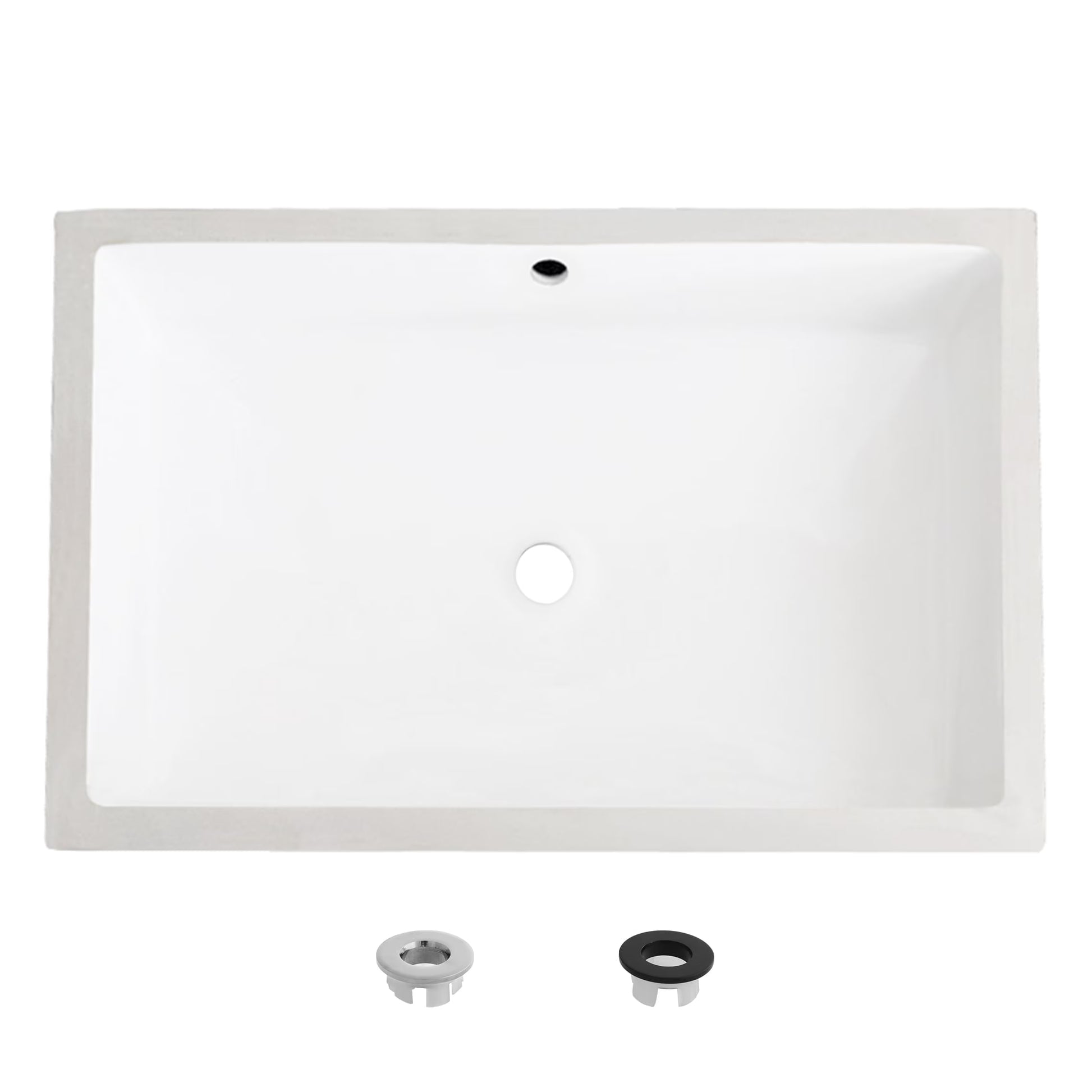 Stylish Undermount 20 Rectangular Porcelain Bathroom Sink with 2 Overflow Finishes P-209H"