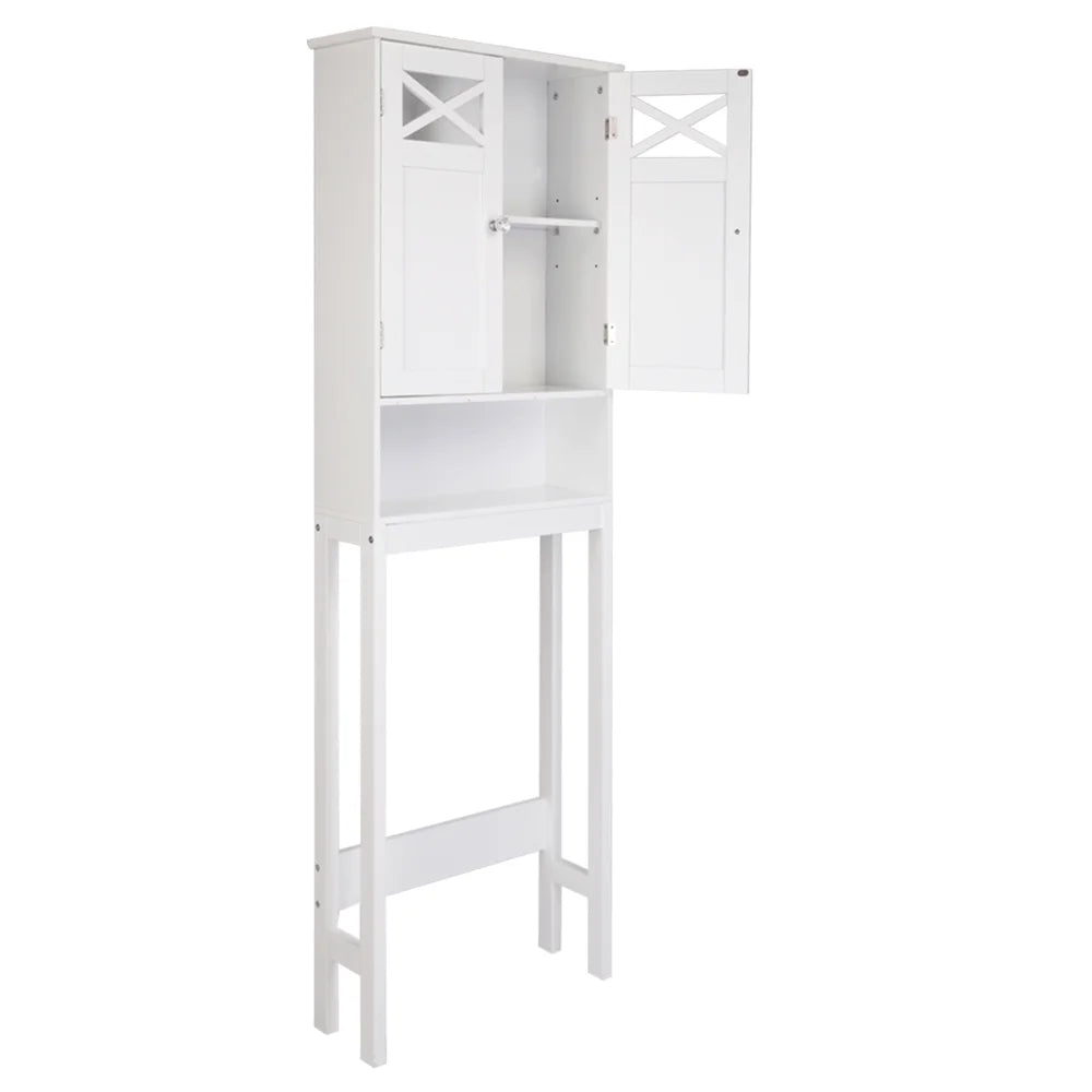 Ktaxon Over the Toilet Storage, Bathroom Storage Cabinet Organizer with Adjustable Shelf Double Doors, White