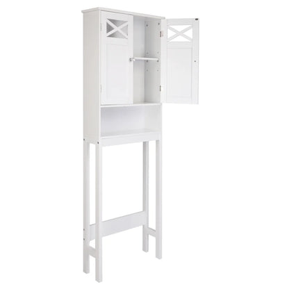 Ktaxon Over the Toilet Storage, Bathroom Storage Cabinet Organizer with Adjustable Shelf Double Doors, White
