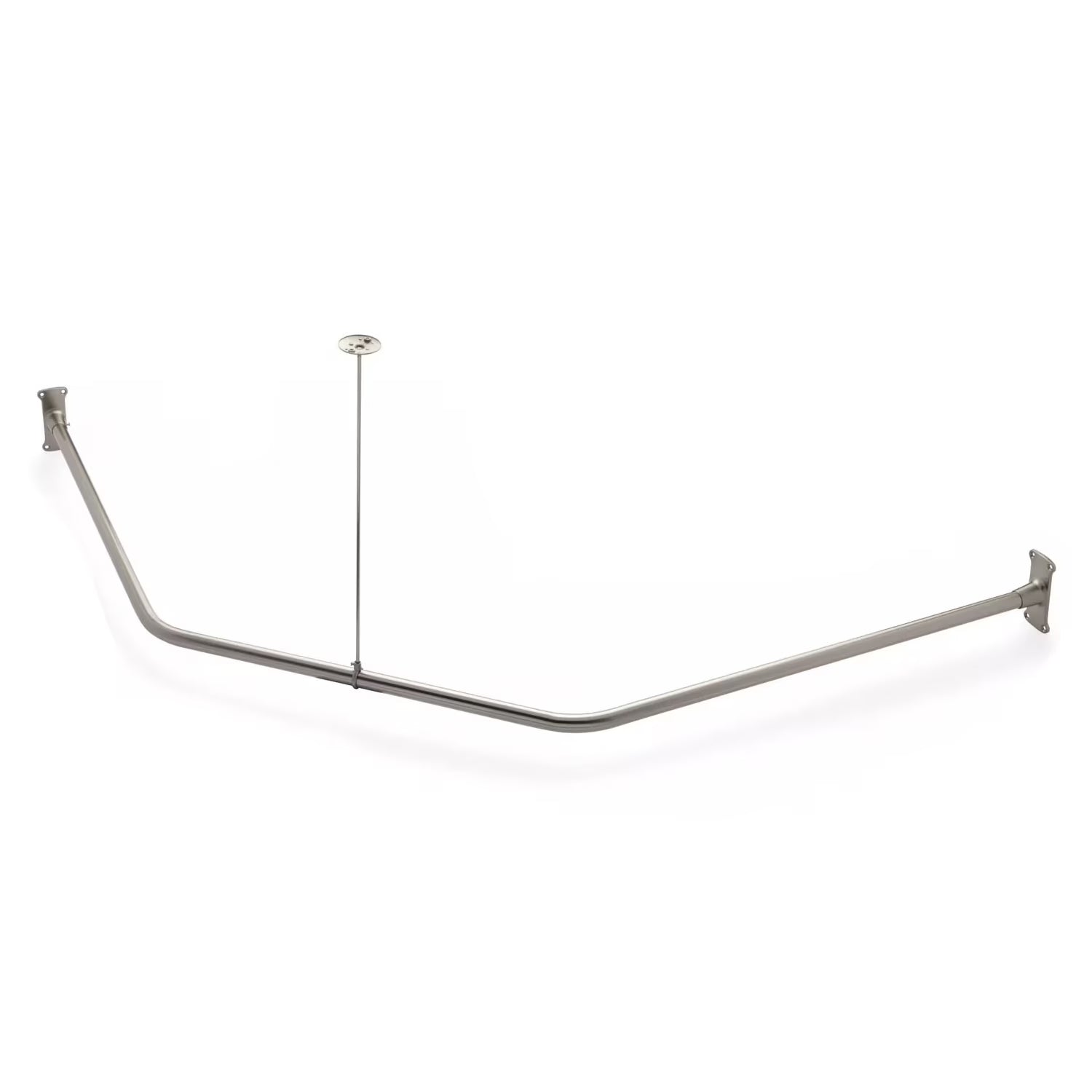 Naiture Stainless Steel 18-1/2" X 26" X 18-1/2" Neo-Angle Shower Curtain Rod with Ceiling Support, Brushed Nickel Finish