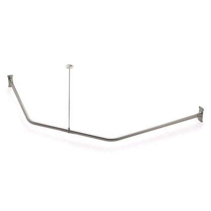 Naiture Stainless Steel 18-1/2" X 26" X 18-1/2" Neo-Angle Shower Curtain Rod with Ceiling Support, Brushed Nickel Finish