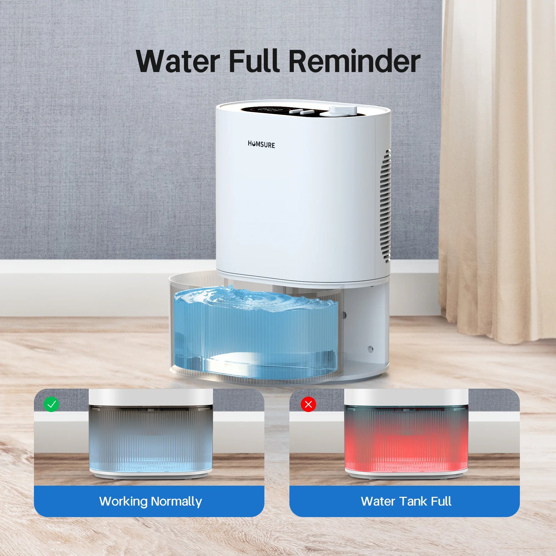 HUMSURE Dehumidifier 120 oz. Large Capacity Tank, Powerful Dehumidifier LED Display with Timer 7-Colour Ambient Light, Auto off, Sleep Mode, Timer, Energy Efficient Cabinet Bathroom