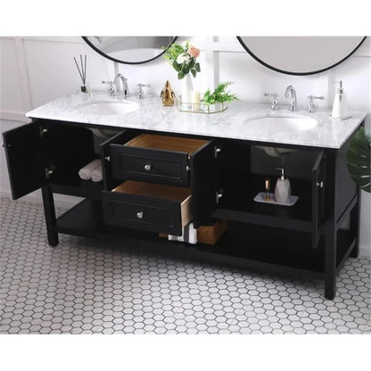 Elegant Kitchen and Bath 72 in. double sink bathroom vanity set in Black