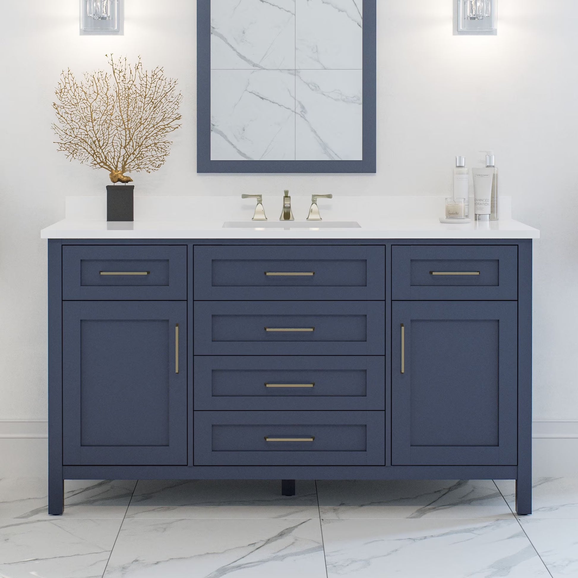 Ove Decors Tahoe II 60 W x 21" D Freestanding Bathroom Vanity with Single Sink, Pure White
