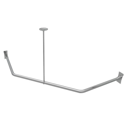 Naiture Stainless Steel 18-1/2" X 26" X 18-1/2" Neo-Angle Shower Curtain Rod with Ceiling Support, Brushed Nickel Finish