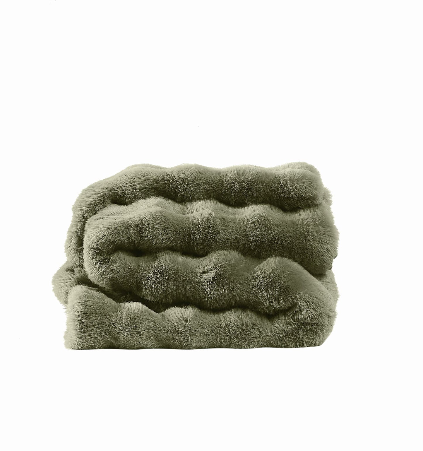 Brooklyn Loom Bubble Faux Fur 100% Microfiber Polyester Twin XL Blanket in Green, All Season, Adult Size, OEKO-TEX Certified