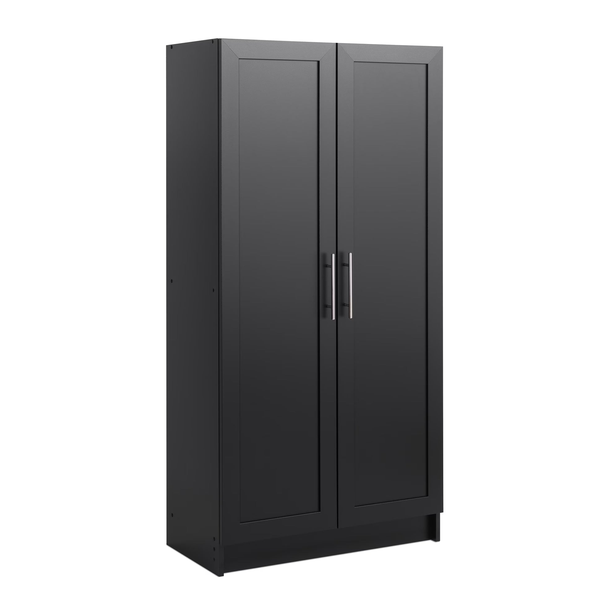 Prepac Elite Accent Cabinet with Panel Doors, Black Storage Cabinet, Bathroom Cabinet, Pantry Cabinet with 3 Shelves 16.75" D x 32" W x 65" H, BSCR-1001-1