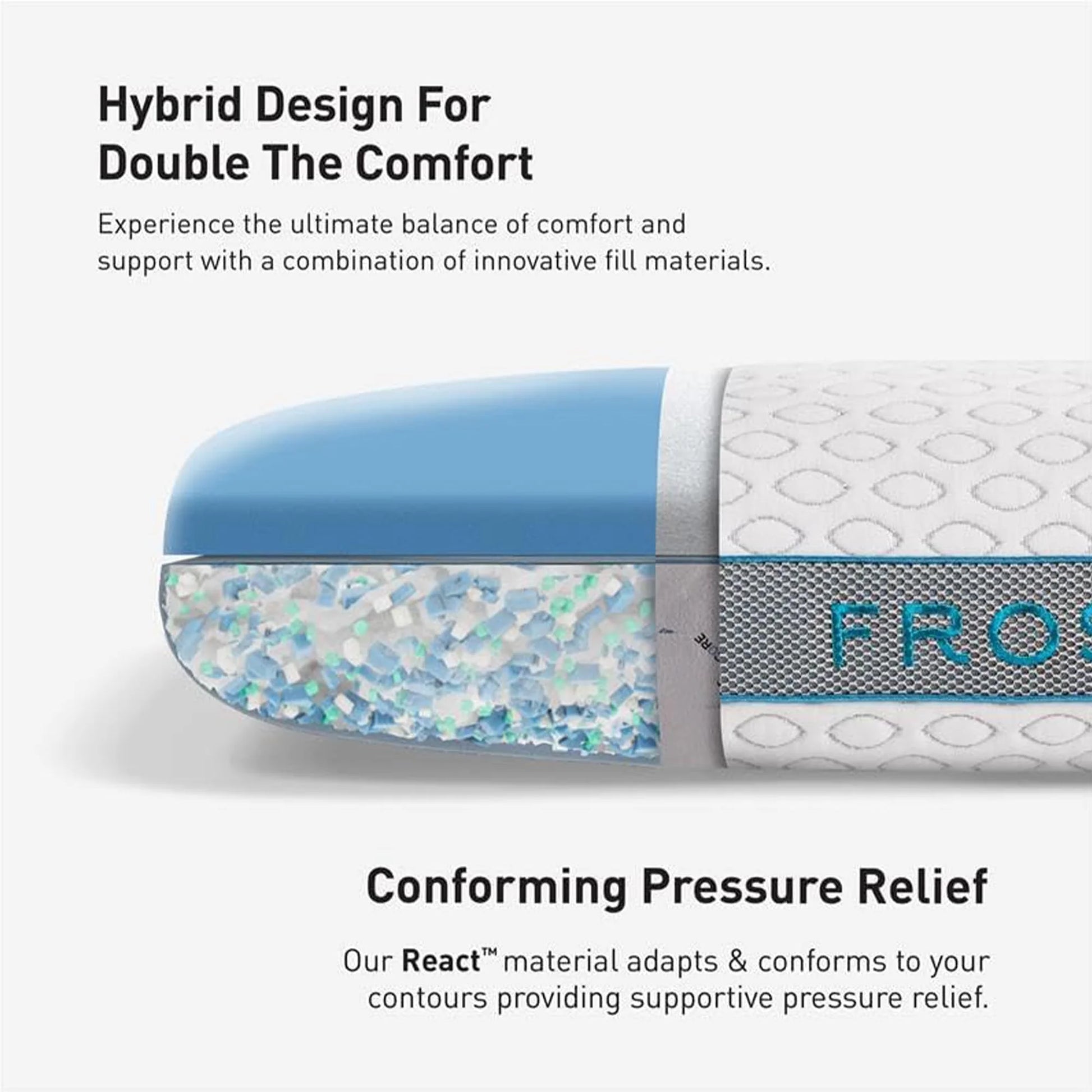 Bedgear Frost Performance Pillow - Size 3.0 - Cooling Bed Pillow for Hot Sleepers - Medium Firmness Pillow for All Sleep Positions, Hypoallergenic, Washable & Removable Cover