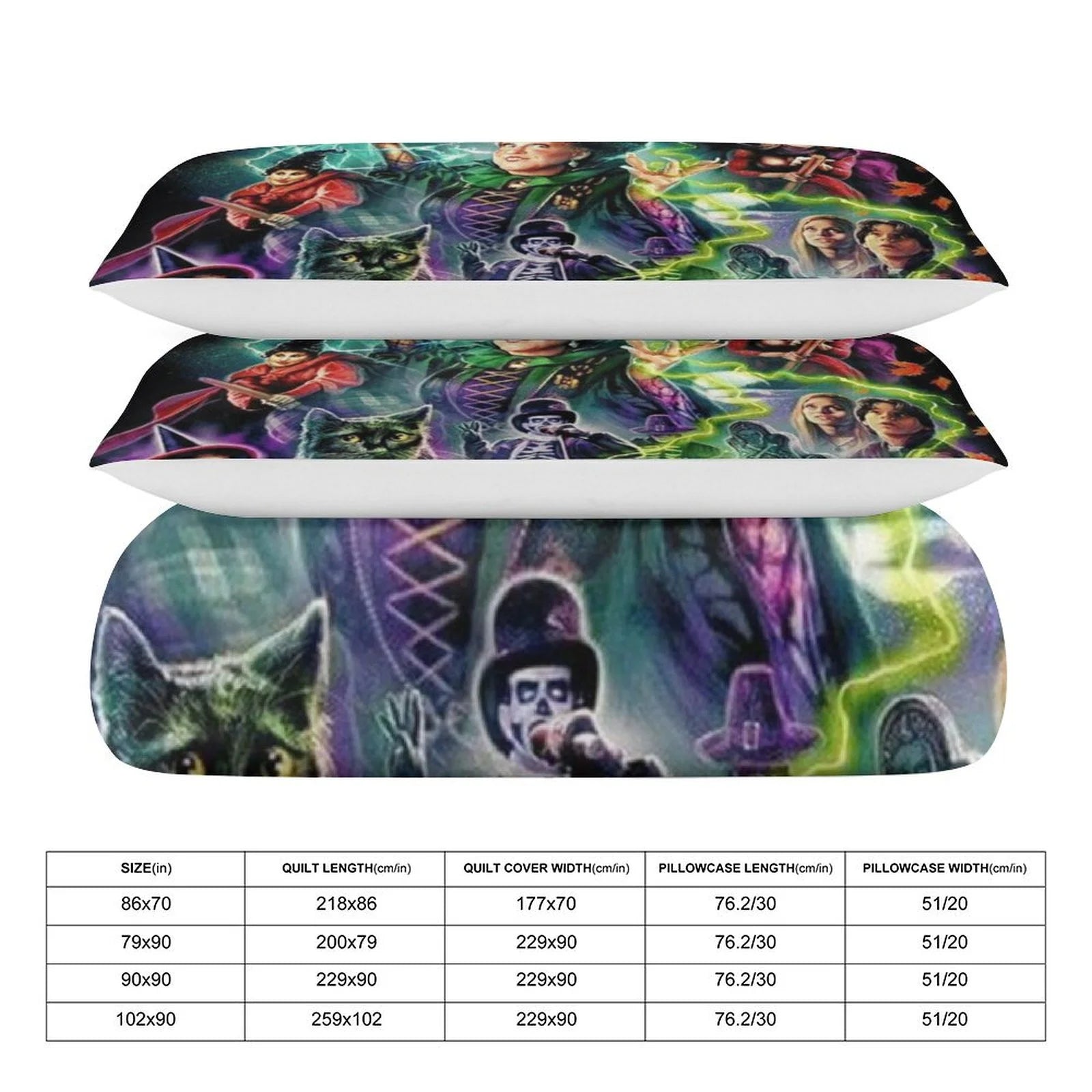 Hocus Pocus 3 Pieces Quilt Cover Set Soft Bedding Set 1 Duvet Cover + 2 Pillow Shams Home Bed Cover 86"x70"