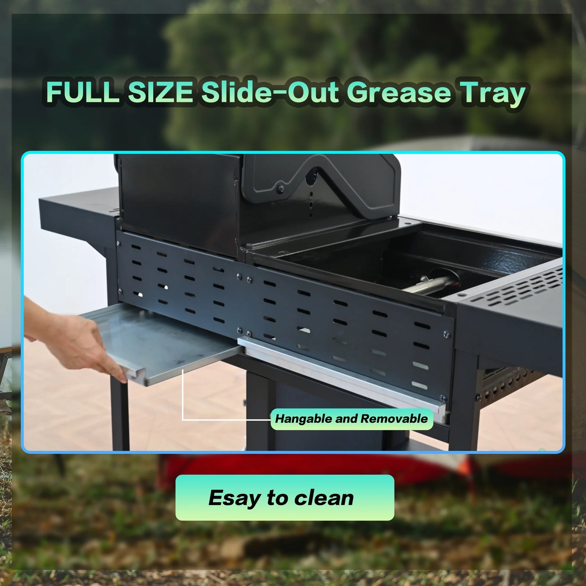 4-Burner BBQ Grill W/Side Burner, 50,000BTU Gas Propane Grill Portable with Storage Cabinet, Heavy-Duty Stainless Steel Outdoor Cooking, with Tank Hook, Towel Rack, Steel Brush