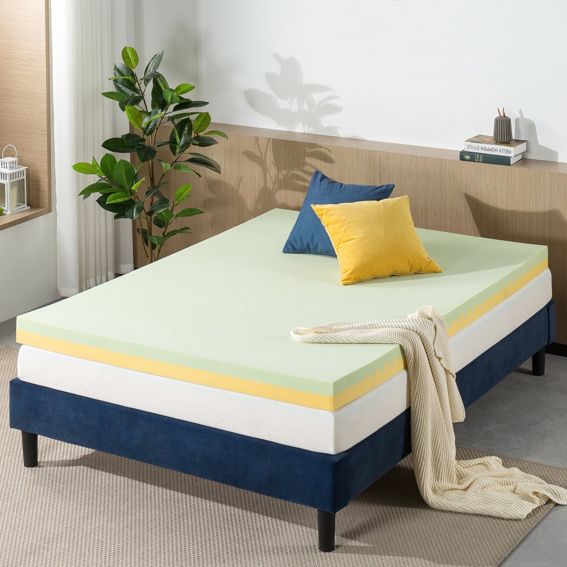 Spa Sensations by Zinus 4" Green Tea TorsoTec Memory Foam Mattress Topper, Twin