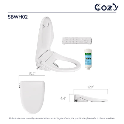 COZY Electric Bidet Toilet Seat, 15.4 x 19.9 Inch, Adjustable Bidet Toilet Seats