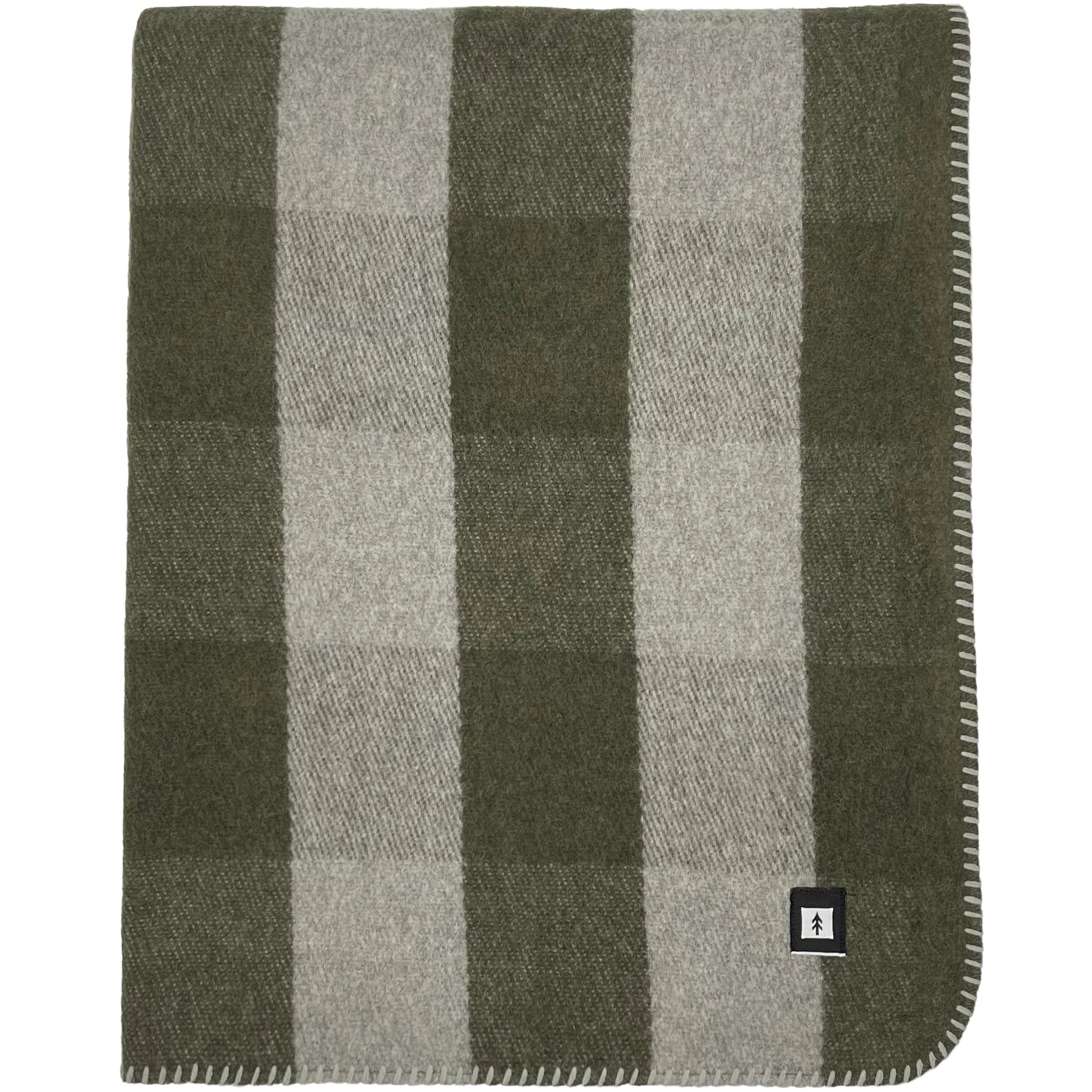 EKTOS 90% Wool Plaid Blankets, 66" x 90", Wool Camp Blanket, Warm Outdoor Blanket (Olive Green)
