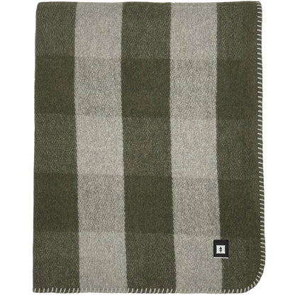 EKTOS 90% Wool Plaid Blankets, 66" x 90", Wool Camp Blanket, Warm Outdoor Blanket (Olive Green)