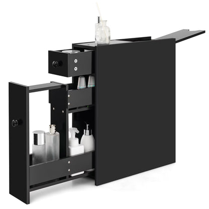 Topbuy Slim Bathroom Storage Cabinet Freestanding Toilet Paper Holder with Slide Out Drawers for Small Spaces White