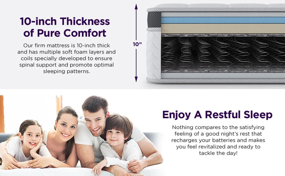NapQueen Maxima 10” Hybrid of Cool Gel Infused Memory Foam and Coils Mattress, Full