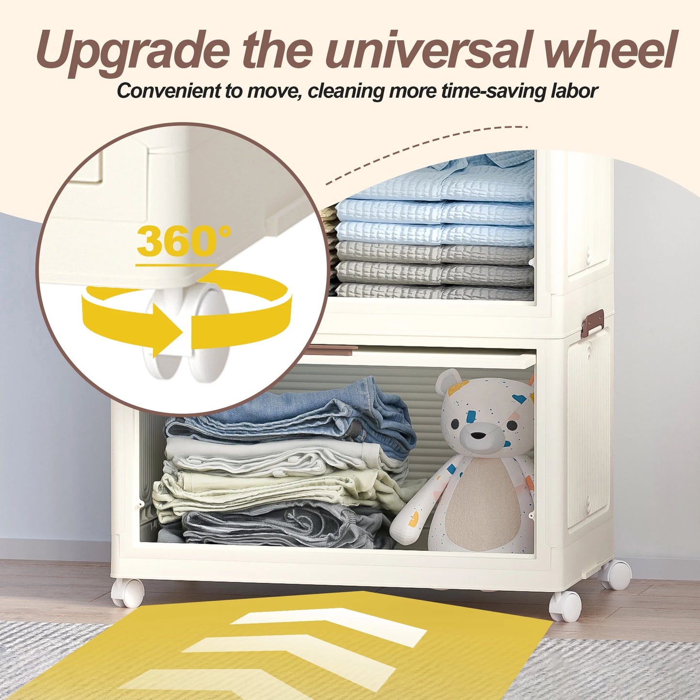 Montary Kids Portable Wardrobe w/Magnetic Doors & Hanging Rod - 4-Cube Plastic Storage Cabinet,Nursery/Bedroom