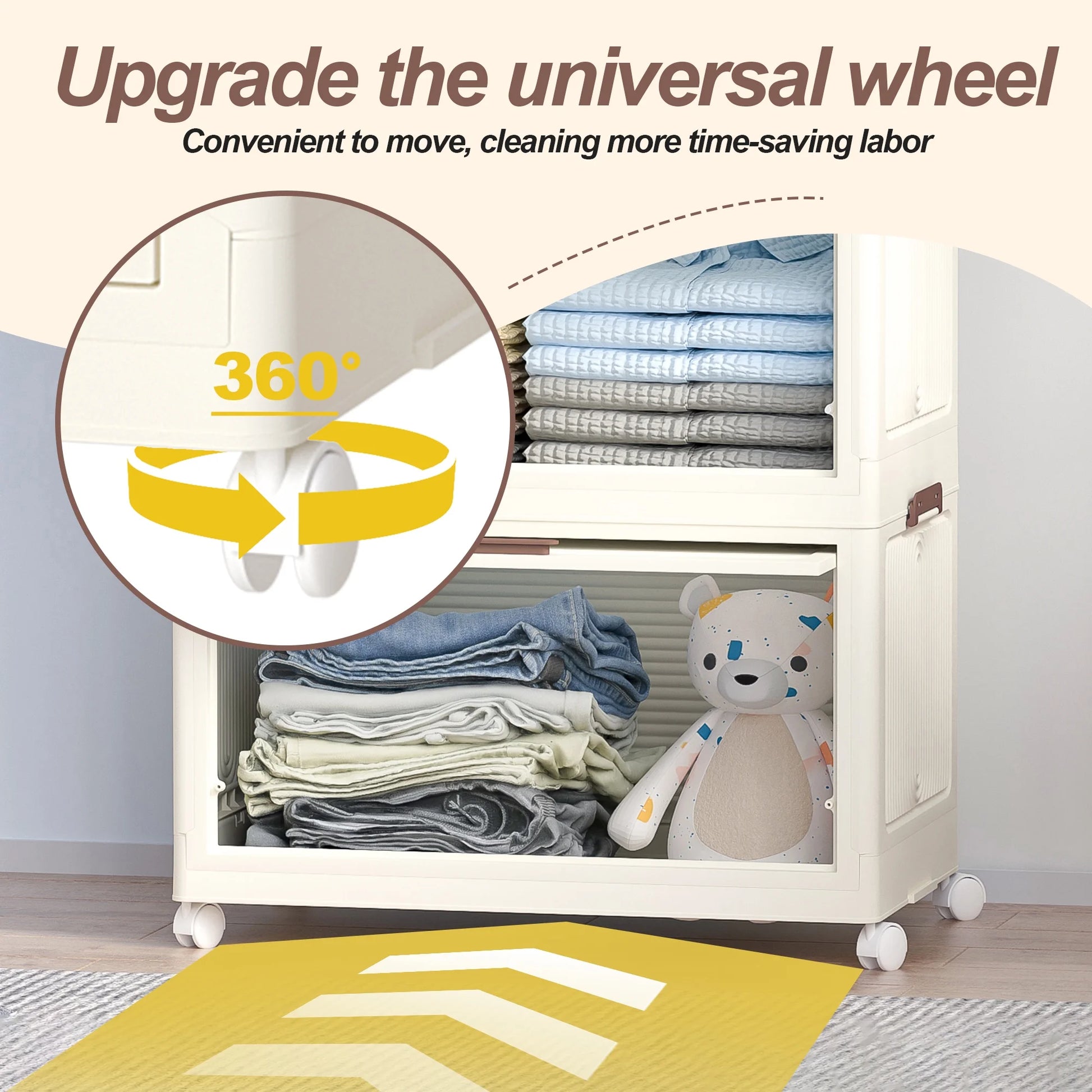 Montary Kids Portable Wardrobe w/Magnetic Doors & Hanging Rod - 4-Cube Plastic Storage Cabinet,Nursery/Bedroom