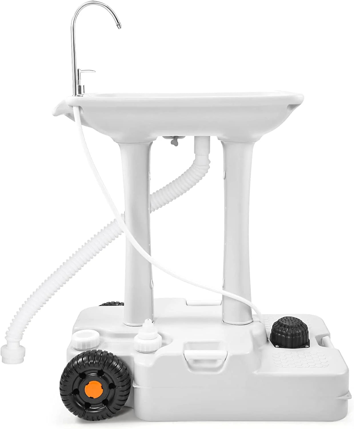 Portable Camping Sink with Rolling Wheels, Hand Washing Station with 30 L Water Capacity, Soap Dispenser, Towel Holder, Ideal for Outdoor Camping