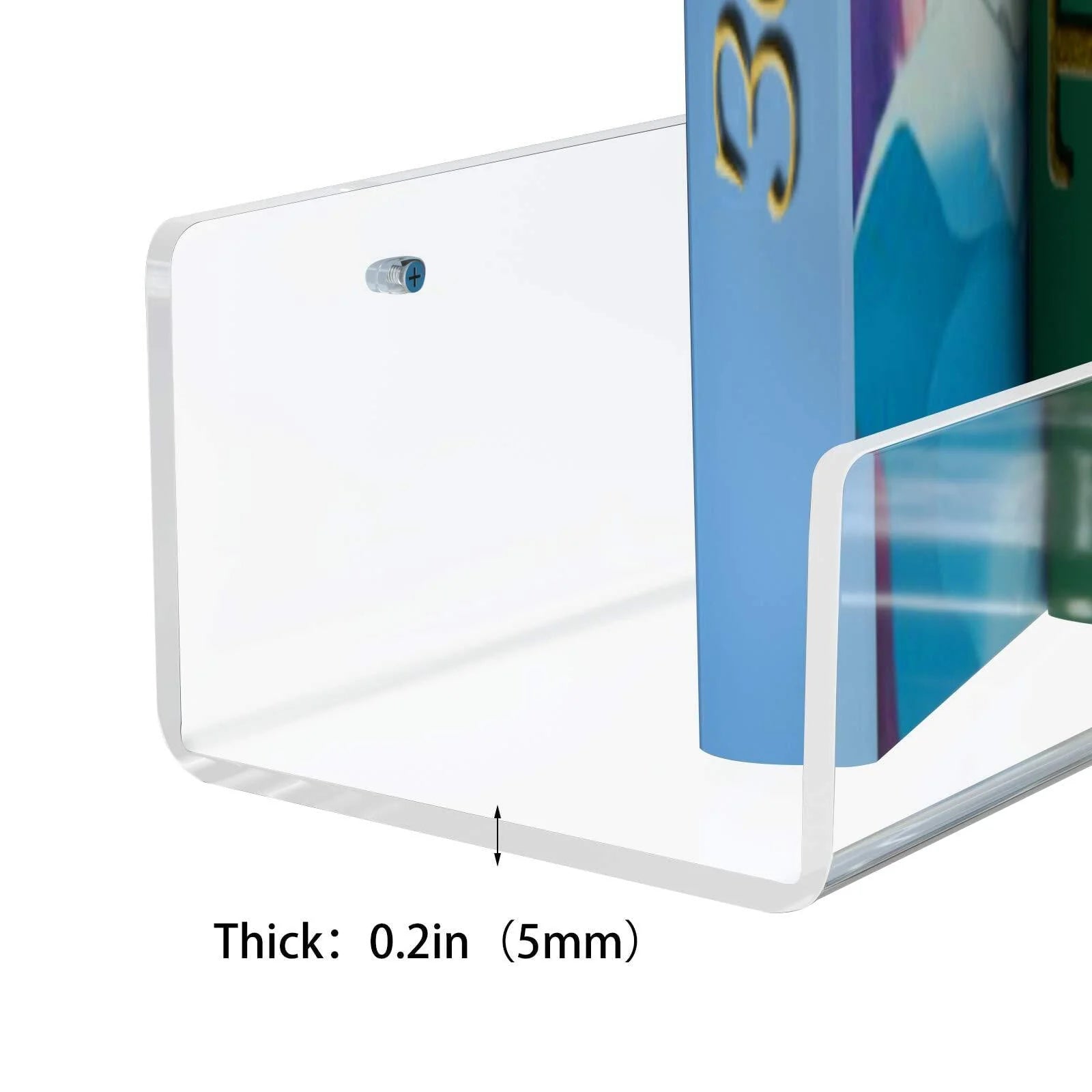 NIUBEE 2 -Packs Kids Acrylic Floating Bookshelf 36 Inch, Christmas Decor, Clear Bathroom Wall Floating Shelves, Invisible Wall Bookshelves Ledge Book Shelf, 50% Thicker with Free Screwdriver