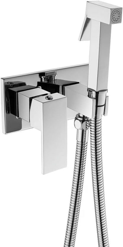 Hand Held Bidet Faucet for Toilet, Wall Warm Water Faucet Sprayer Kit with Hot and Cold Water Portable Single Handle Concealed Cloth Diaper Shower Attachment
