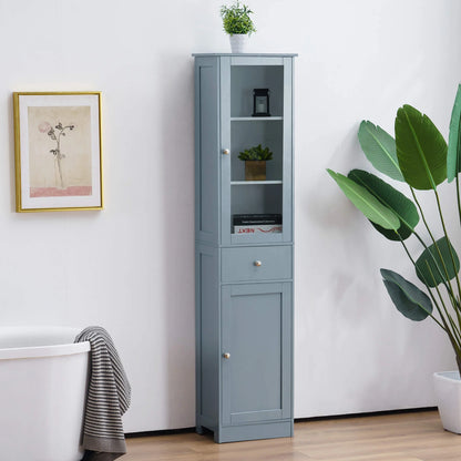 Ivinta 60.1 inch Bathroom Storage Cabinet, Floor Standing Organizer Cabinet, Slim Bathroom Tower Cabinet