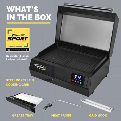 Turbo E Sport Outdoor Electric Grill, 1700W Infrared, 24", with Probe, 120V