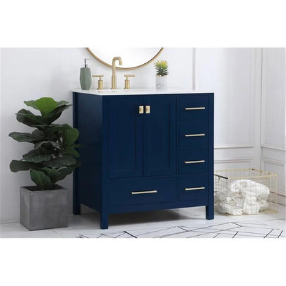 Elegant Decor Irene 32" Solid Wood and Stone Single Bathroom Vanity in White
