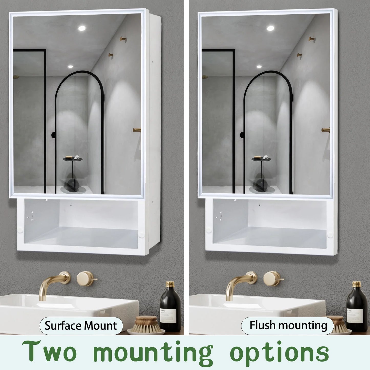 FUMANGO 16x26 Medicine Cabinet, Simple& Beautiful, Large Storage Space, Matte White for Bathroom Vanity
