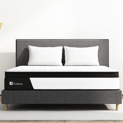 Avenco Queen Size Hybrid Mattress, 12-Inch Mattress in a Box, Pocketed Innerspring and Memory Foam Mattress, Medium Firm with Pillow Top, Supportive
