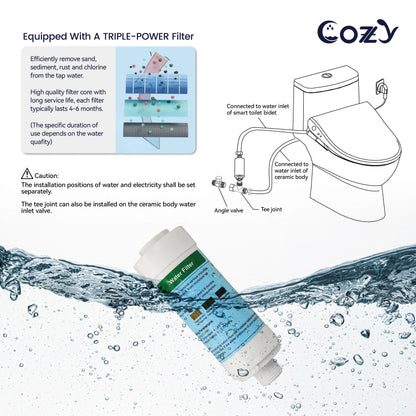 COZY Electric Bidet Toilet Seat, 15.4 x 19.9 Inch, Adjustable Bidet Toilet Seats