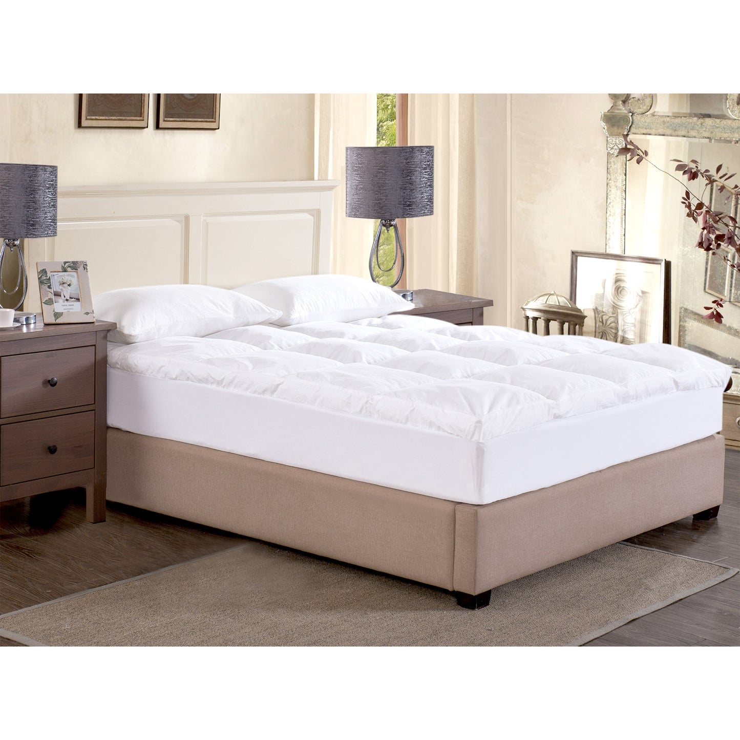 White Goose Down & Feather Dual Chamber Mattress Topper