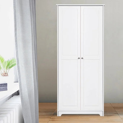 UBesGoo 72" Traditional Freestanding Kitchen Pantry Cabinet Wardrobe Armoire, White