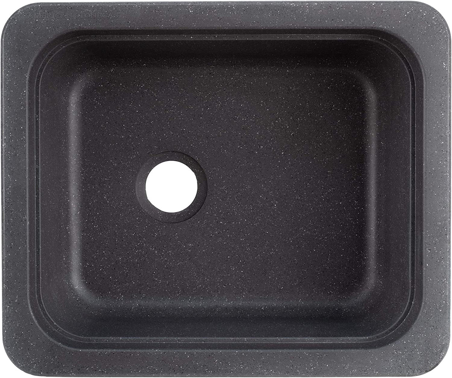 RecPro RV Kitchen or Bathroom Bar Sink | 15" X 13" | White or Black Granite | Single Plumbing Hole | Made in USA (Black Granite)