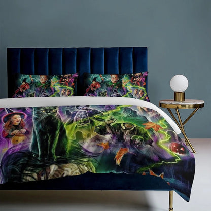Hocus Pocus 3 Pieces Quilt Cover Set Soft Bedding Set 1 Duvet Cover + 2 Pillow Shams Home Bed Cover 86"x70"