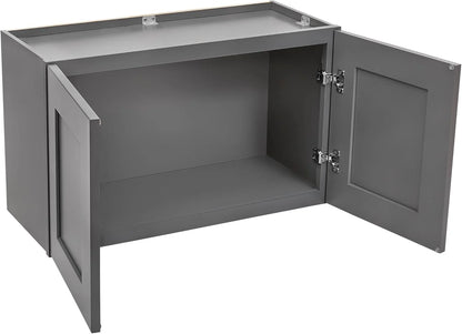 Gray Shaker Wall Cabinet - Ready to Assemble, Perfect for Kitchen, Laundry, Garage or Bathroom Storage - 30" W x 12" H x 12" D