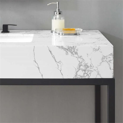 Modway Kingsley 50" Black Stainless Steel Bathroom Vanity in Black White